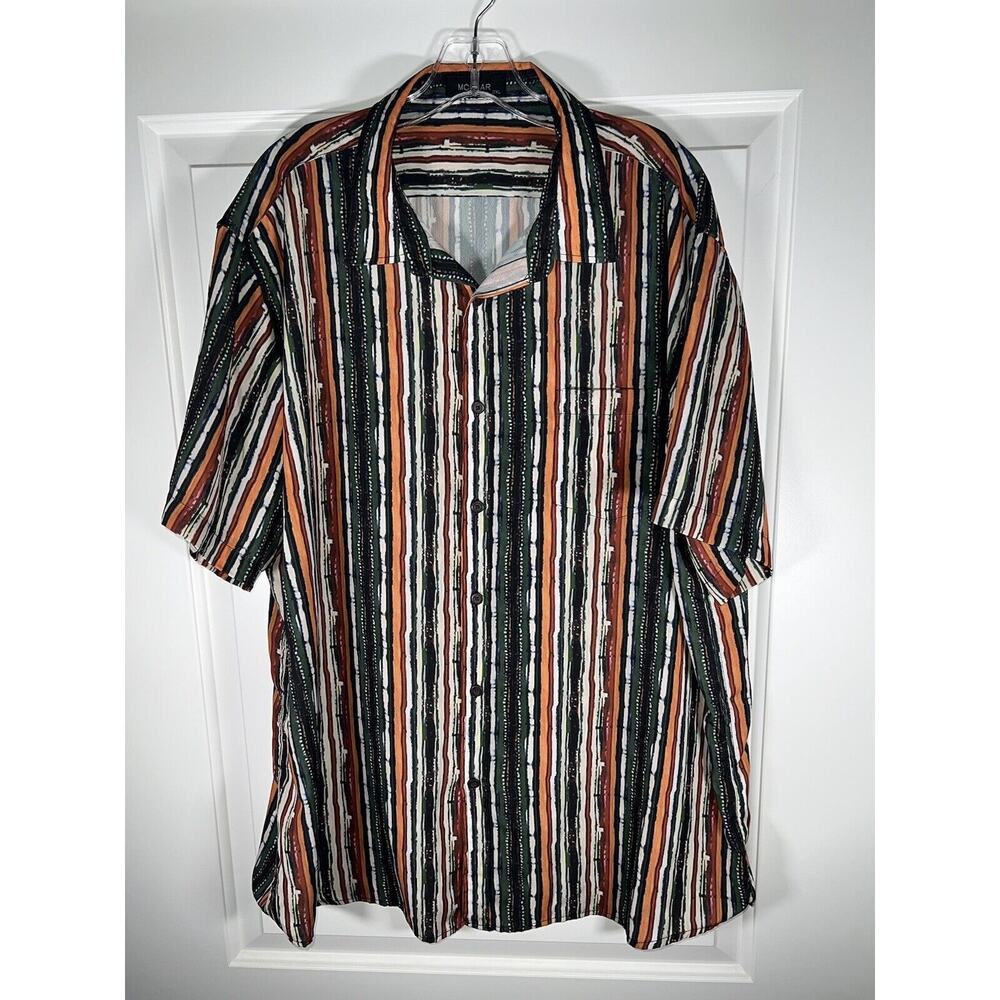 MCEDAR Mens Size 2XL Casual Button Down Shirt Short Sleeve Striped‎ Mixed Colors